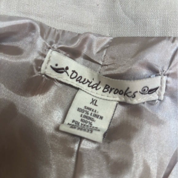 DAVID BROOKS LINEN TAN JACKET DOUBLE BREASTED SAFARI STYLE SHORT SLEEVE SIZE XL - Picture 9 of 10